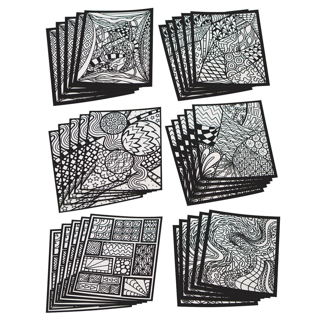 S&S Worldwide Abstract Velvet Art Posters, 5 each of 6 Designs, Designs to Appeal To Everyone, Kids, Adults, Boys, Girls, Color With Markers or Colored Pencils, 8" x 10" Cardstock, Pack of 30.